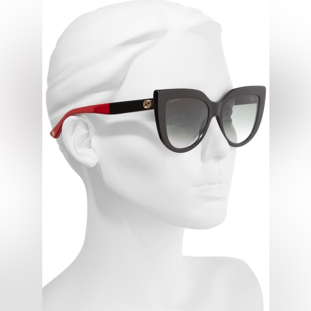 💯- New Authentic GUCCI  Cat Eye Sunglasses GG0164S Black - Picture 3 of 11